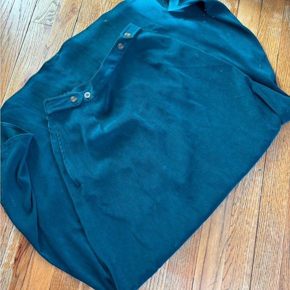 Karen Scott‎ Green Satin Long Midi Skirt with Pockets - Picture 7 of 7